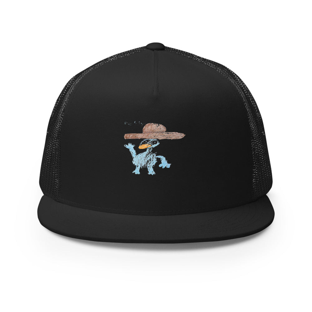 Perry — 5-Panel Trucker Cap — Black
