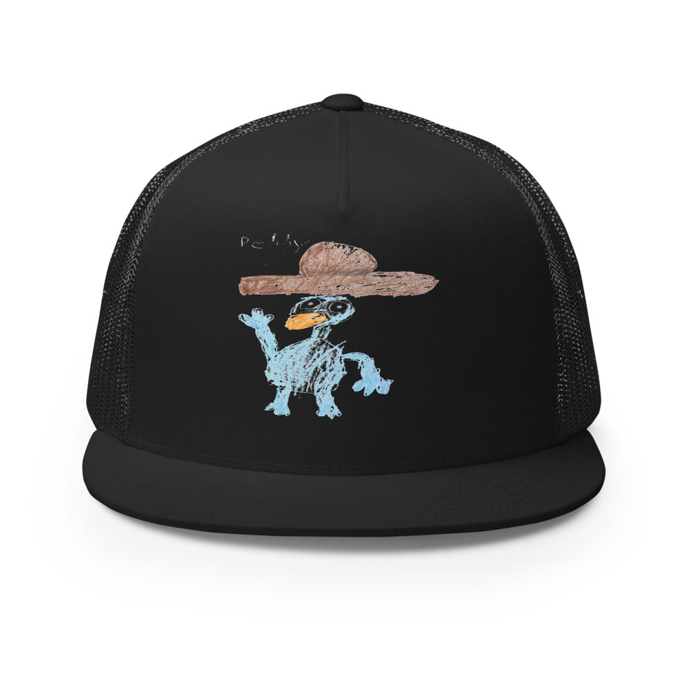 Perry — 5-Panel Trucker — Black