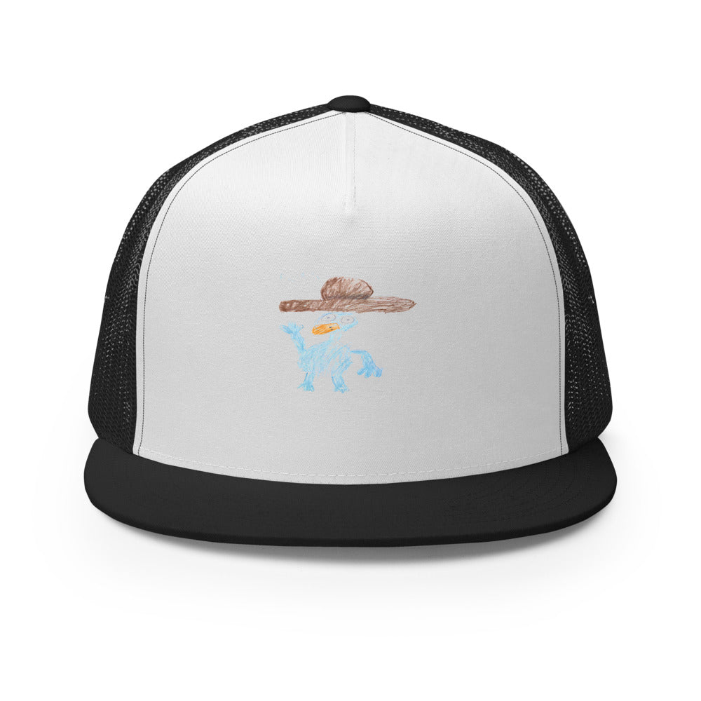 Perry — 5-Panel Trucker Cap — Black/ White/ Black