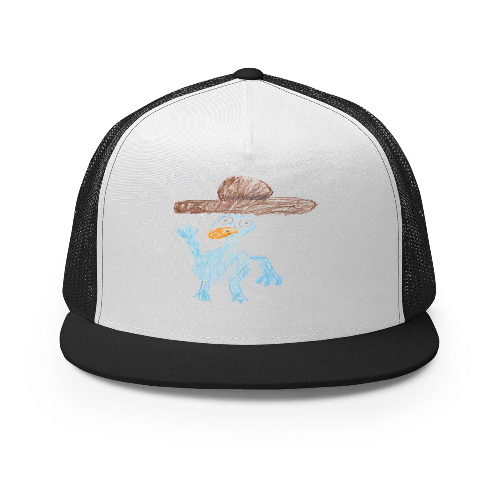 Perry — 5-Panel Trucker — Black/ White/ Black