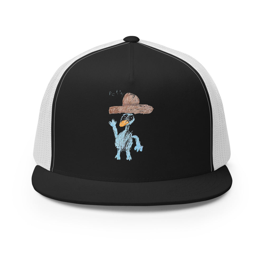 Perry — 5-Panel Trucker — Black/ White