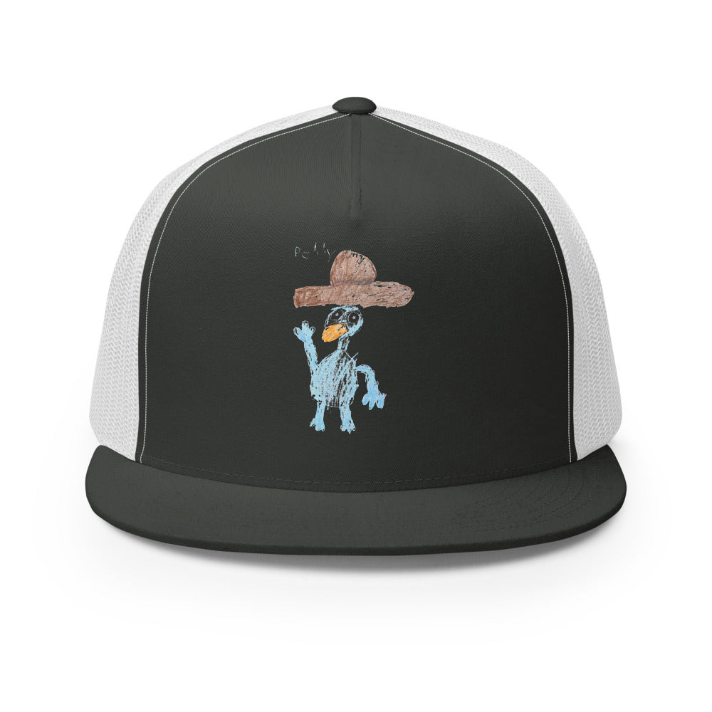 Perry — 5-Panel Trucker — Charcoal/ White