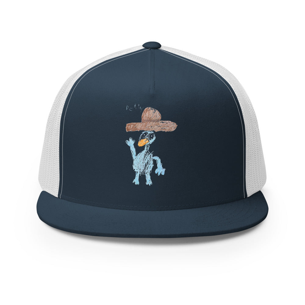 Perry — 5-Panel Trucker — Navy/ White