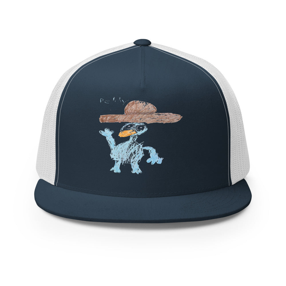 Perry — 5-Panel Trucker — Navy/ White