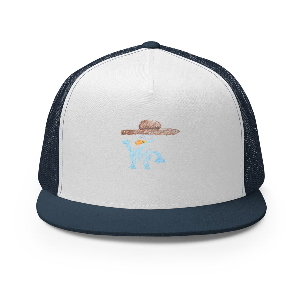 Perry — 5-Panel Trucker Cap — Navy/ White/ Navy