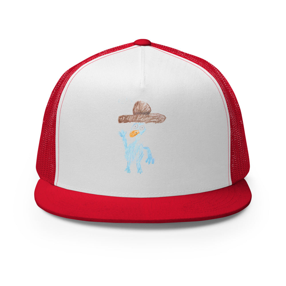 Perry — 5-Panel Trucker — Red/ White/ Red