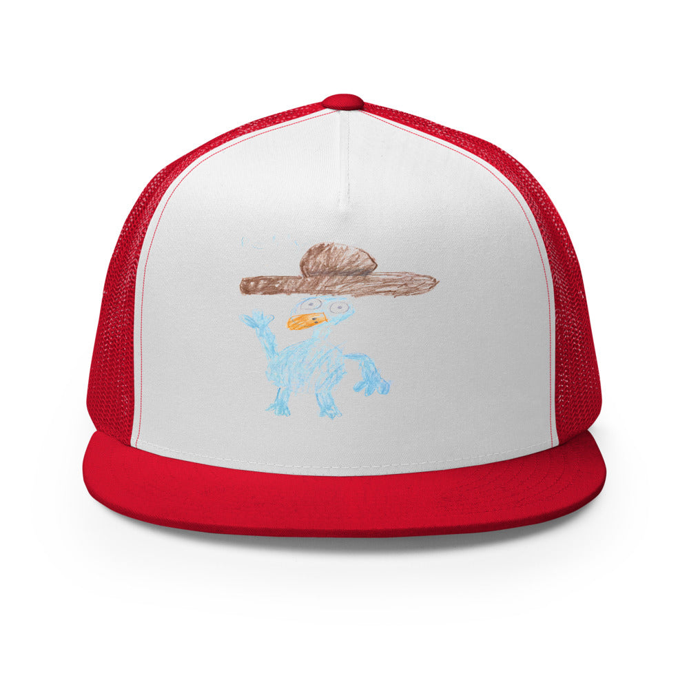 Perry — 5-Panel Trucker — Red/ White/ Red