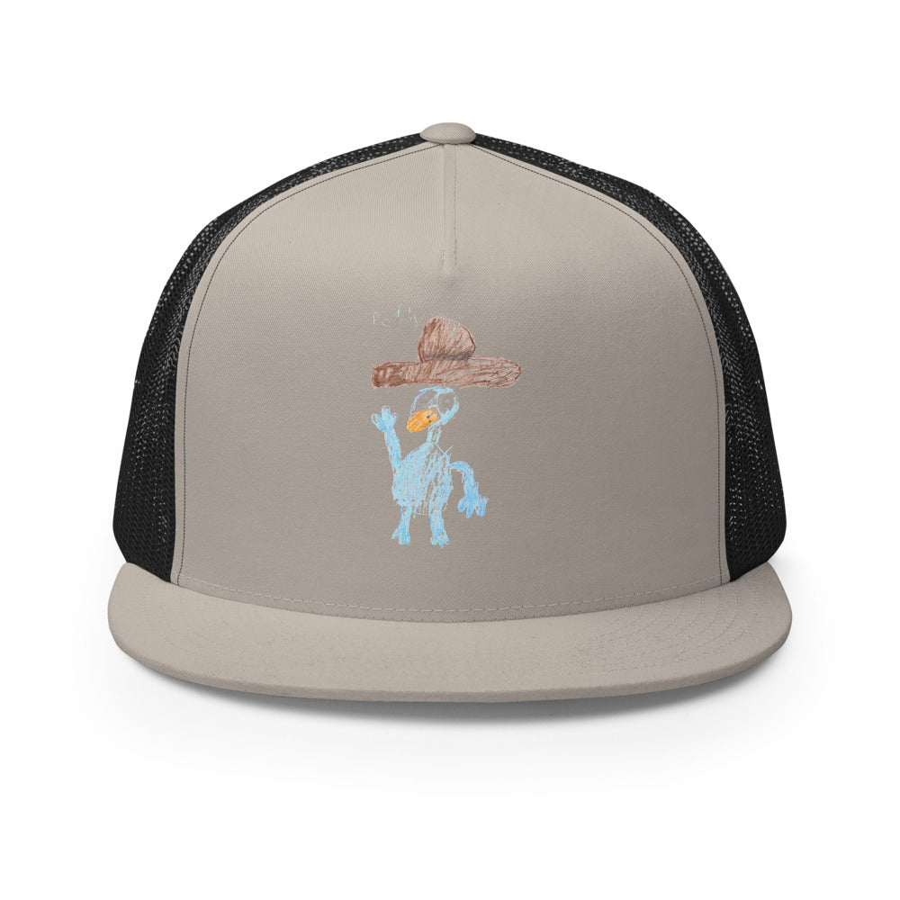Perry — 5-Panel Trucker — Silver/ Black