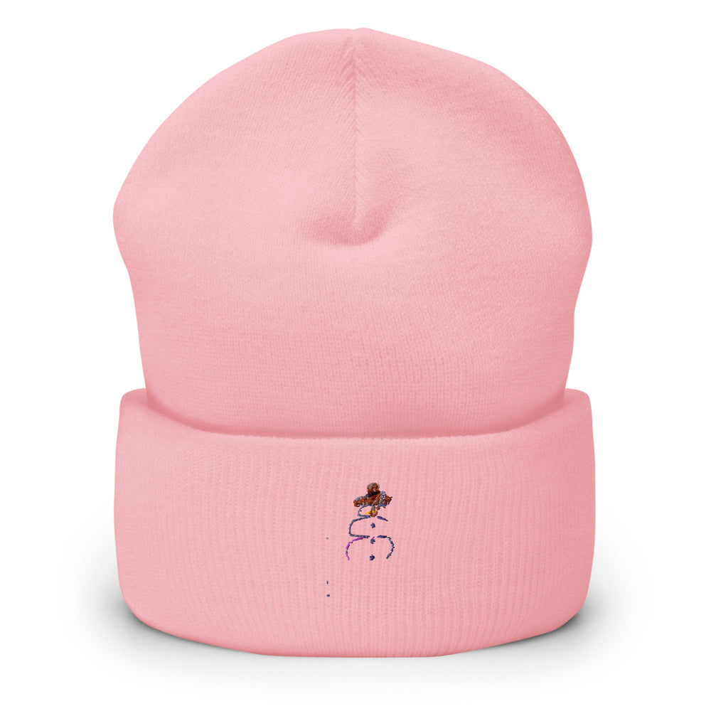 Snowman — Cuffed Beanie — Baby Pink
