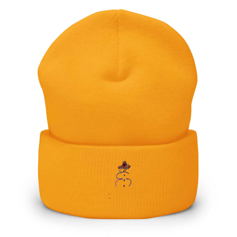 Snowman — Cuffed Beanie — Gold