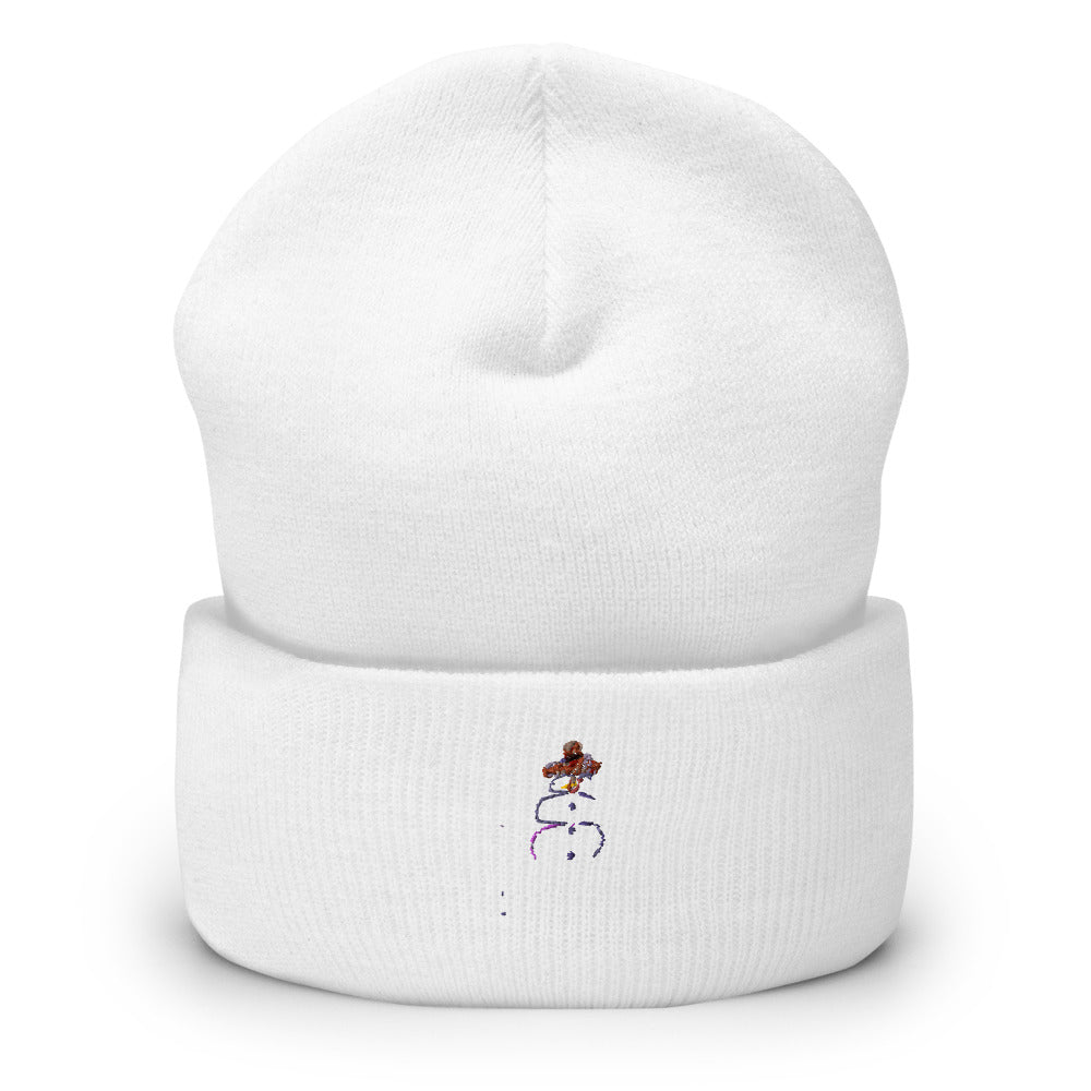 Snowman — Cuffed Beanie — White