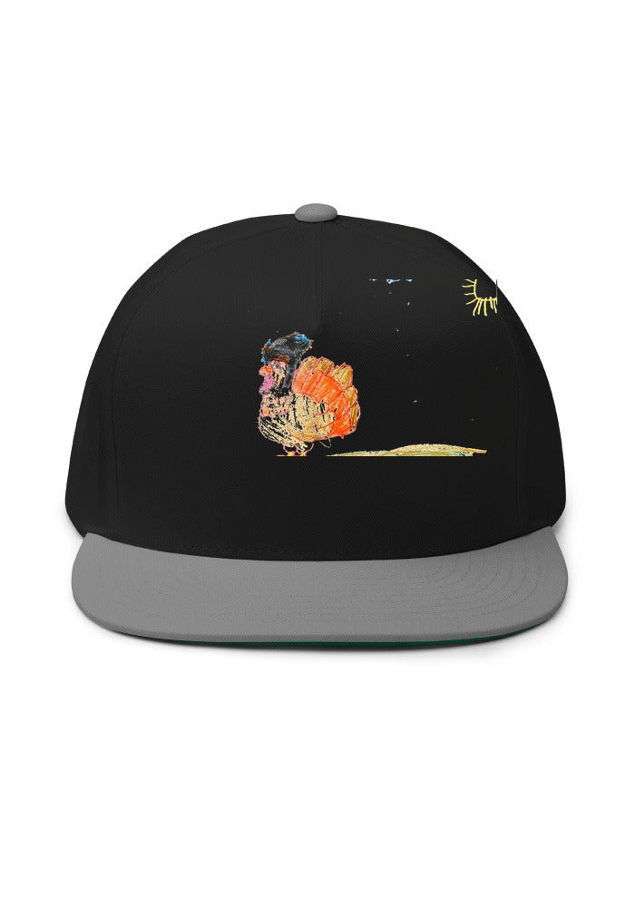 Turkey print on Black/ Grey flatbill-yp-6007
