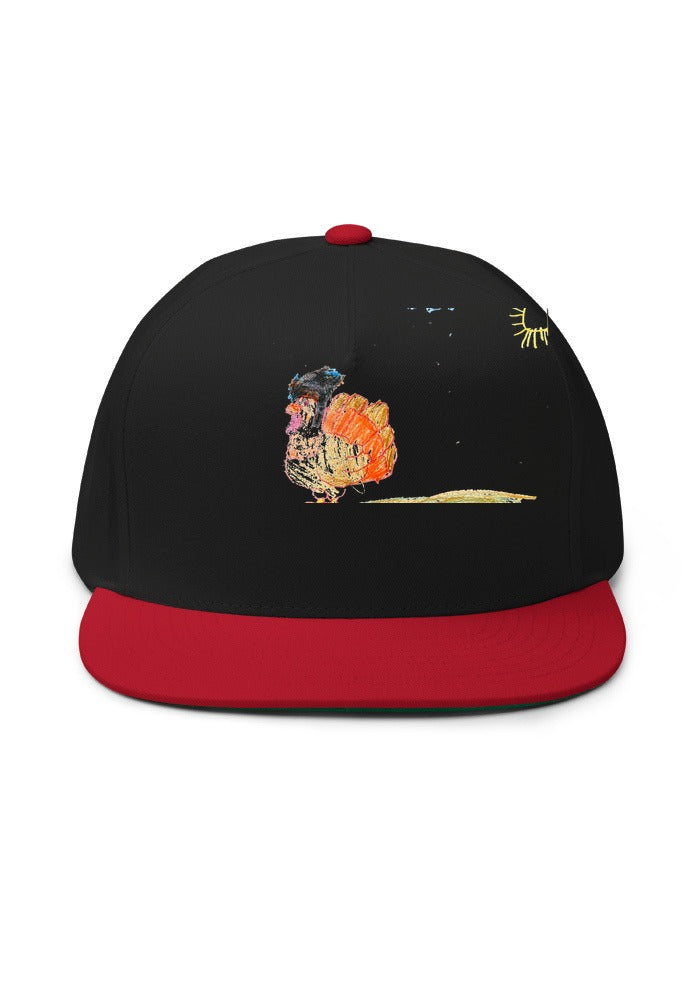 Turkey print on Black/ Red flatbill-yp-6007