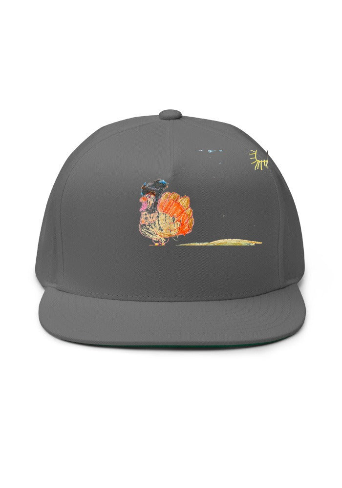 Turkey print on Grey flatbill-yp-6007