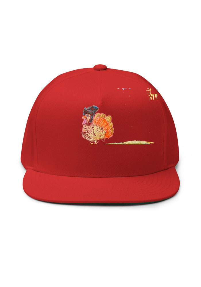 Turkey print on Red flatbill-yp-6007