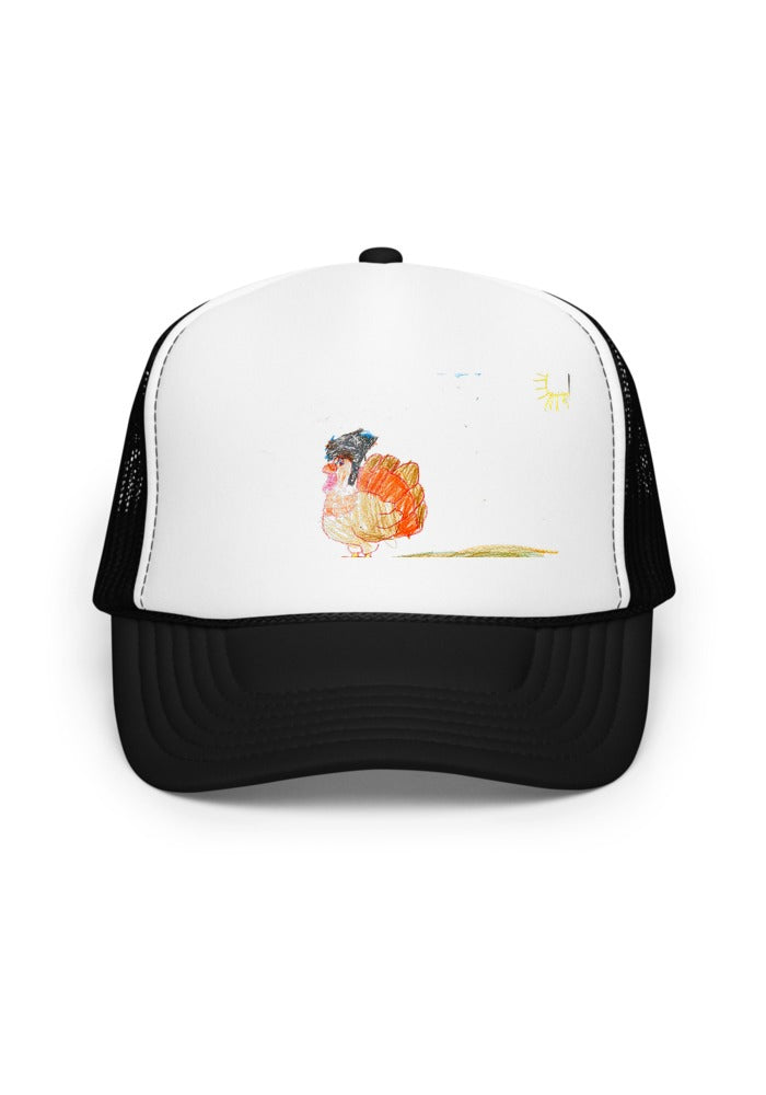 Turkey print on Black / White / Black trucker-otto-39165