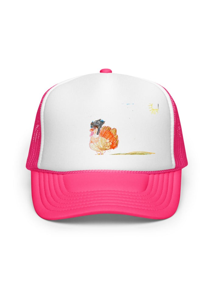 Turkey print on Hot Pink/ White/ Hot Pink trucker-otto-39165