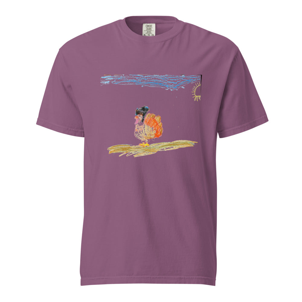 Turkey on Heavyweight Garment-Dyed Tee — Berry
