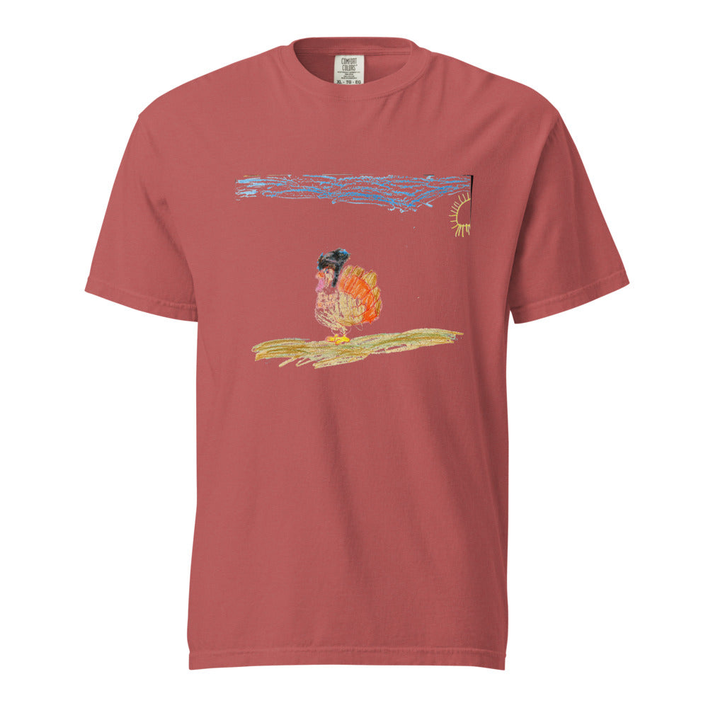 Turkey on Heavyweight Garment-Dyed Tee — Crimson