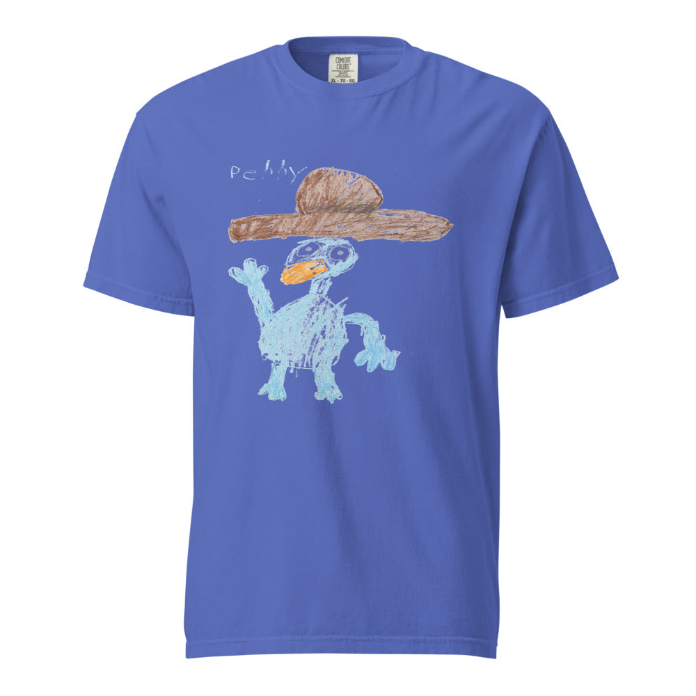 Turkey on Heavyweight Garment-Dyed Tee — Flo Blue