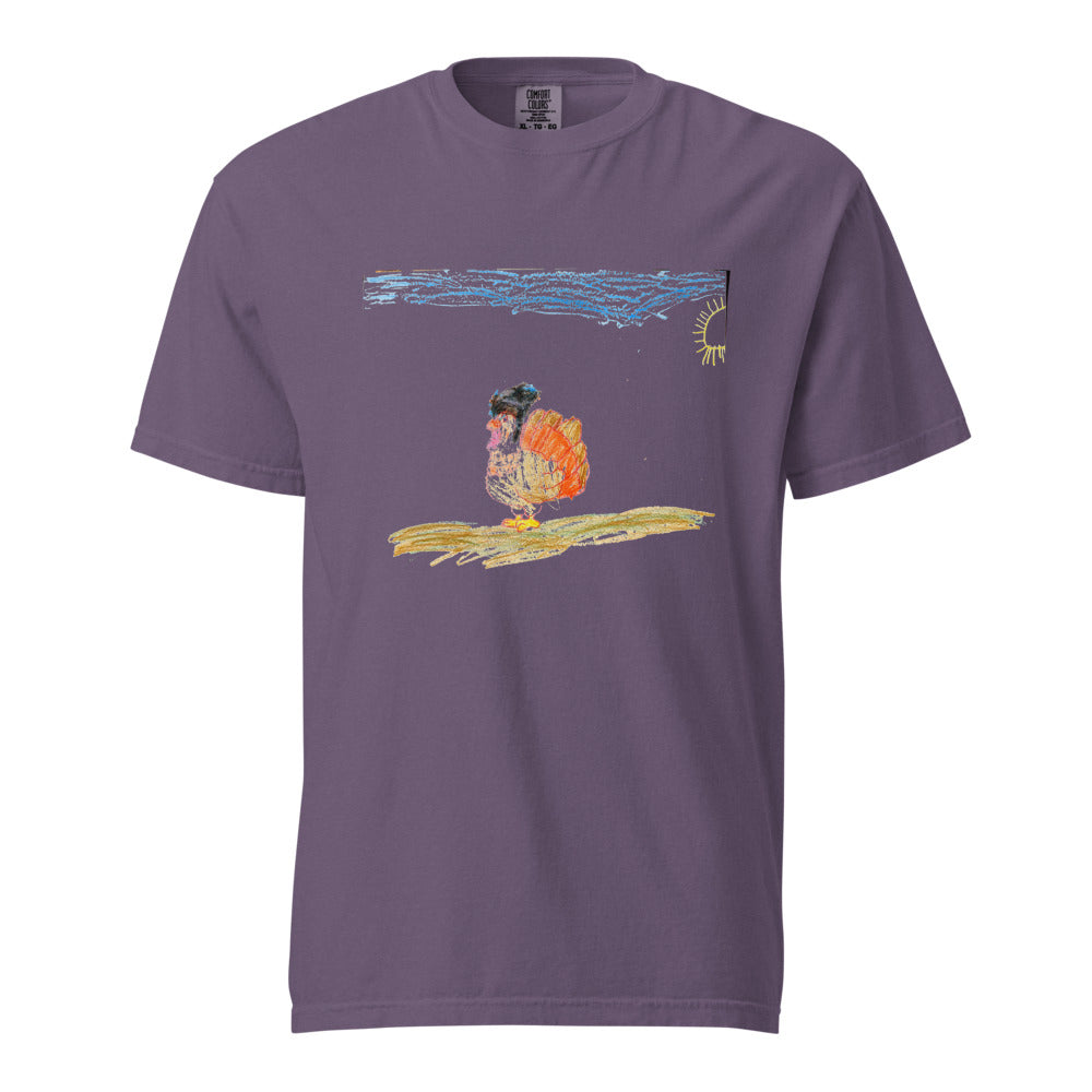 Turkey on Heavyweight Garment-Dyed Tee — Grape