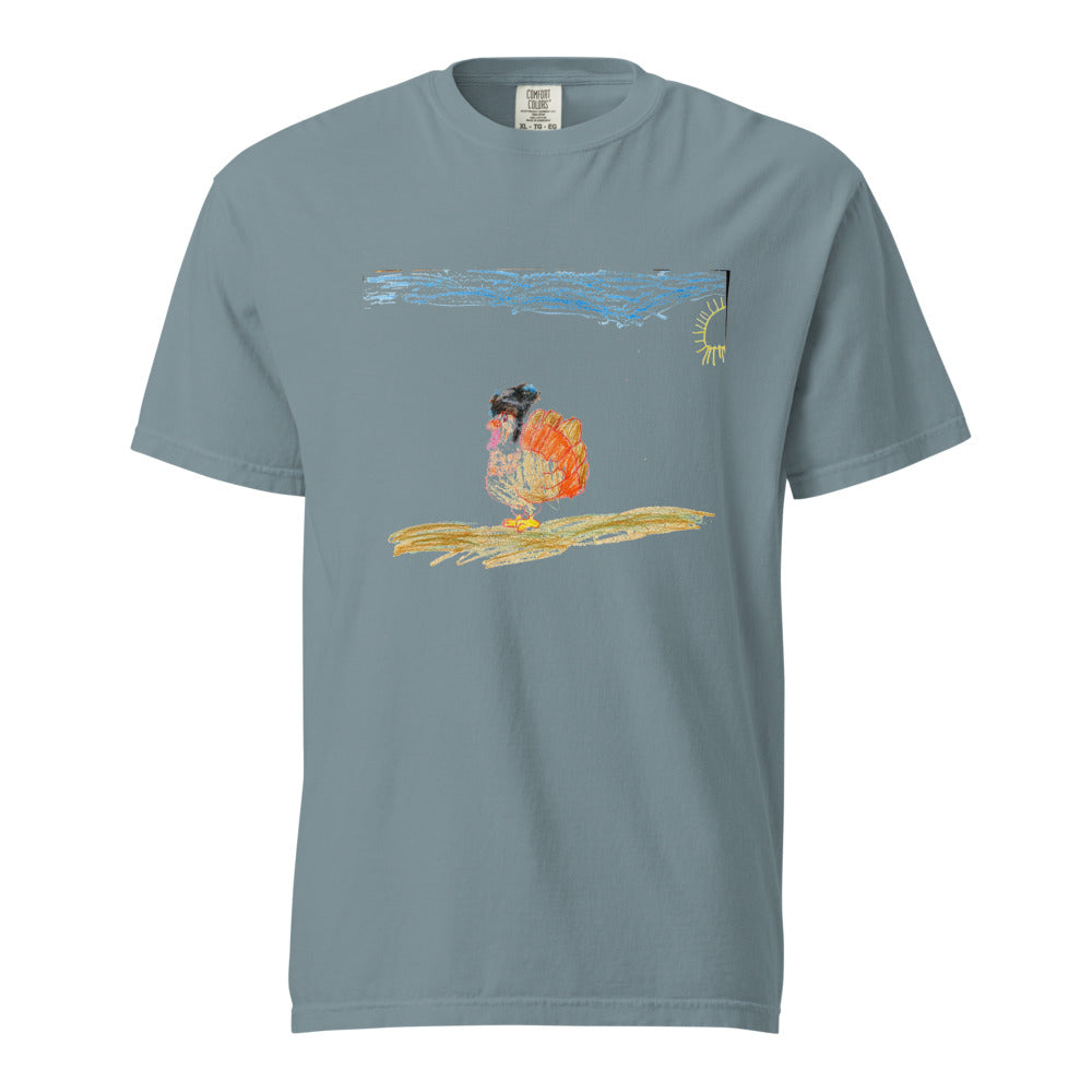Turkey on Heavyweight Garment-Dyed Tee — Ice Blue