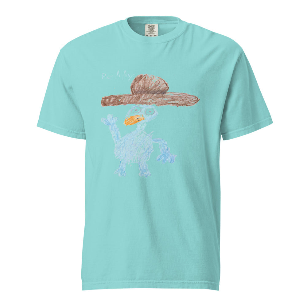 Turkey on Heavyweight Garment-Dyed Tee — Lagoon Blue