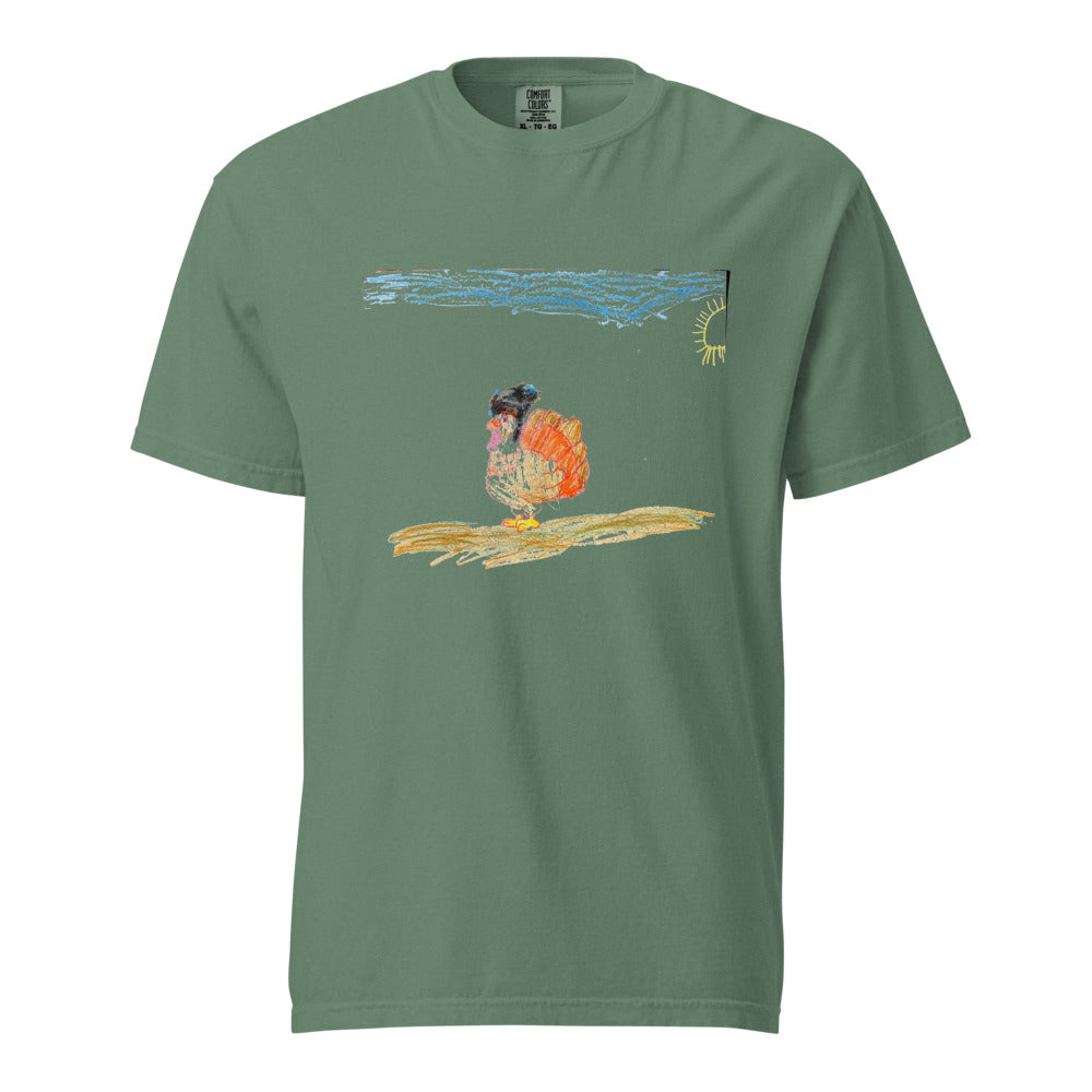Turkey on Heavyweight Garment-Dyed Tee — Light Green