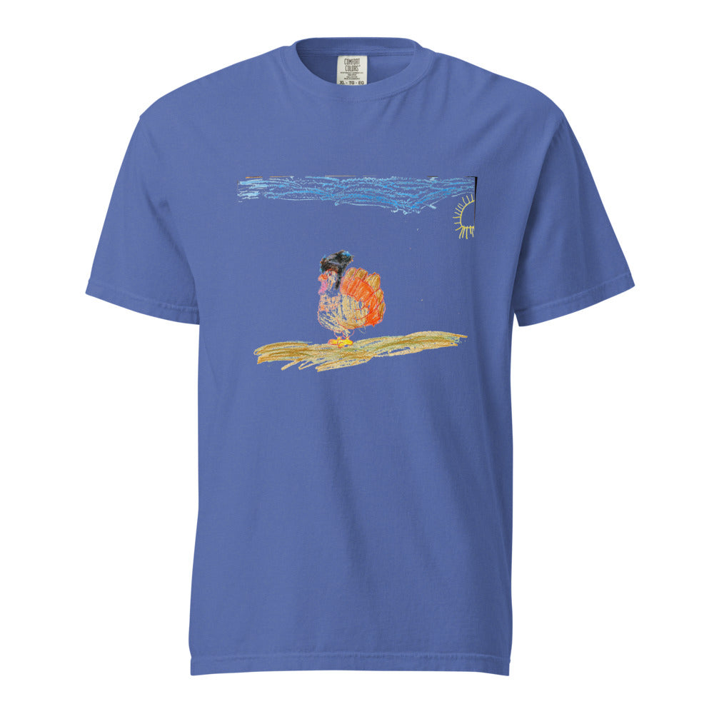 Turkey on Heavyweight Garment-Dyed Tee — Mystic Blue