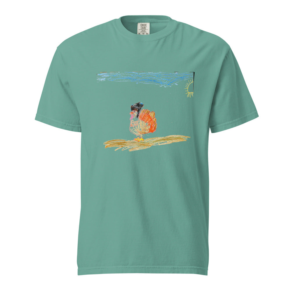 Turkey on Heavyweight Garment-Dyed Tee — Seafoam