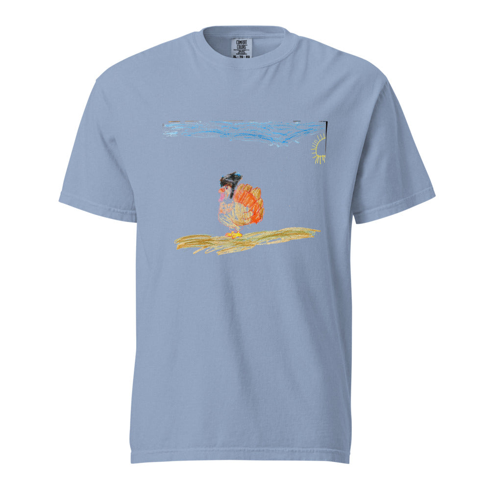 Turkey on Heavyweight Garment-Dyed Tee — Washed Denim