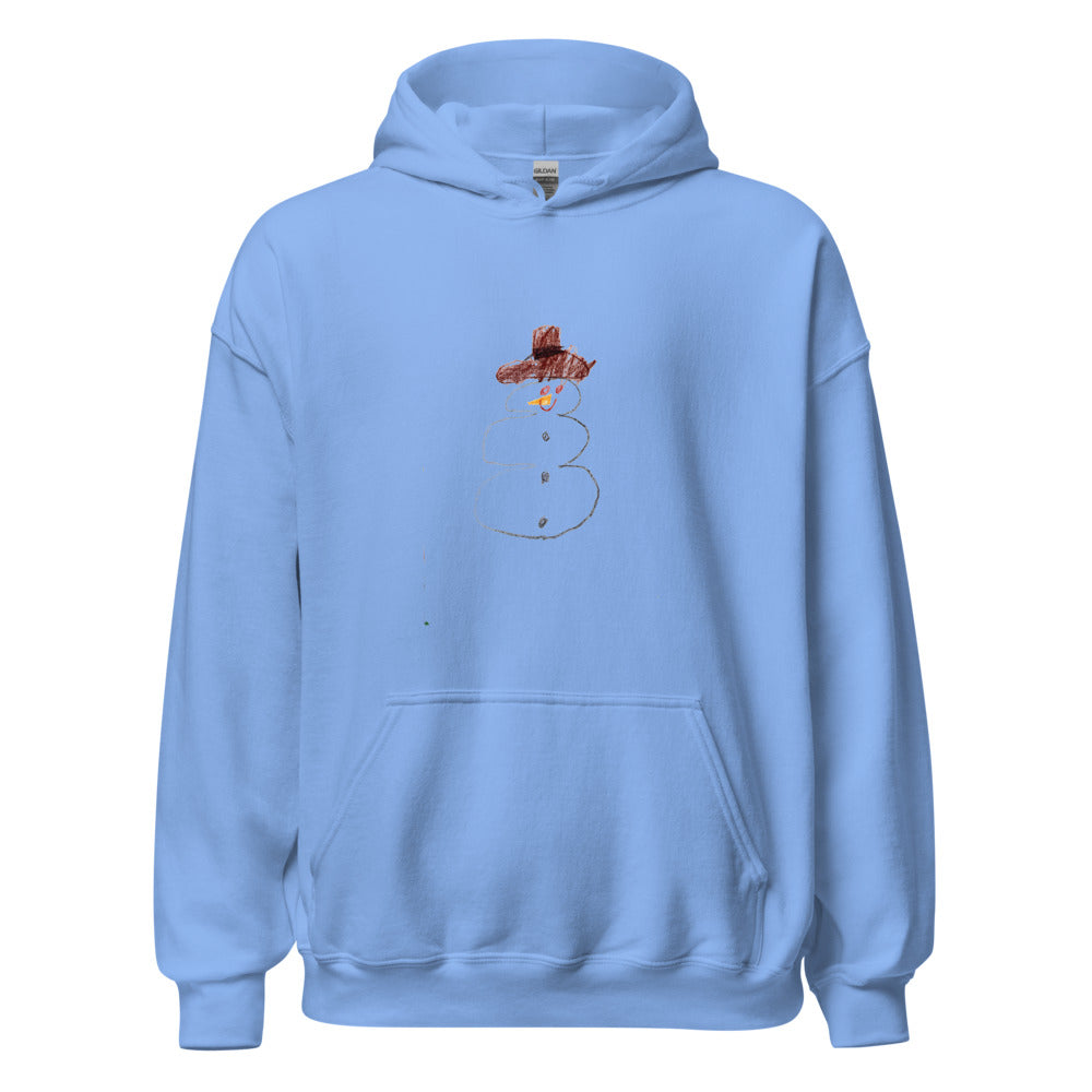 Snowman — Adult Pullover Hoodie — Carolina Blue