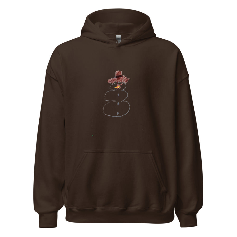 Snowman — Adult Pullover Hoodie — Dark Chocolate