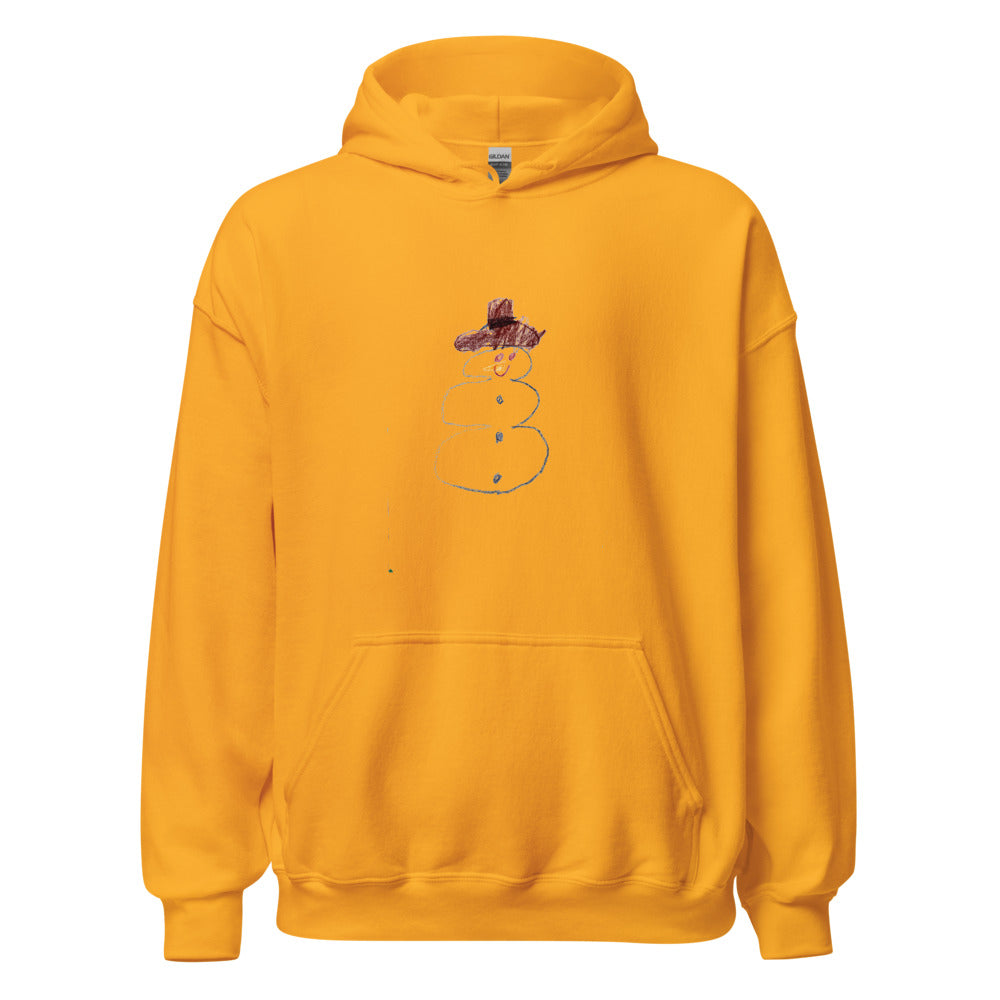 Snowman — Adult Pullover Hoodie — Gold