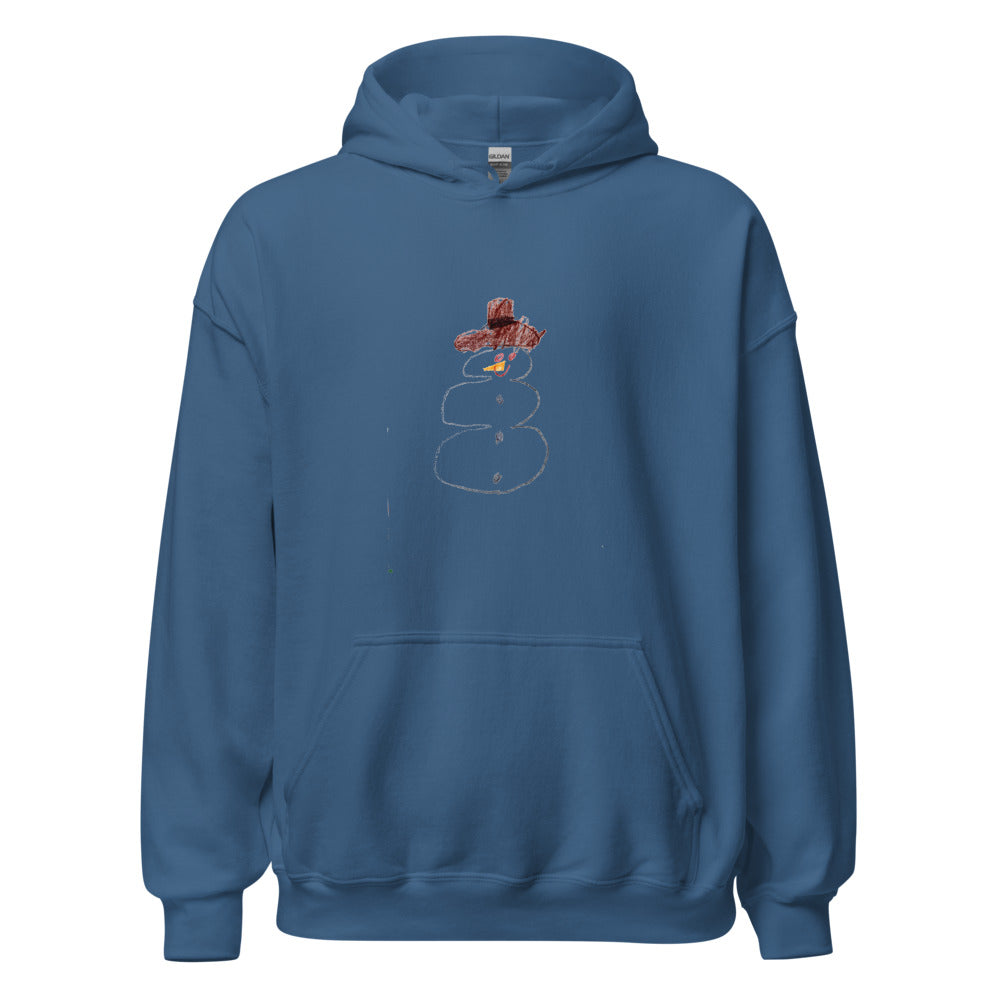 Snowman — Adult Pullover Hoodie — Indigo Blue