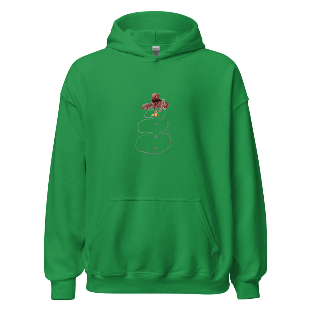 Snowman — Adult Pullover Hoodie — Irish Green