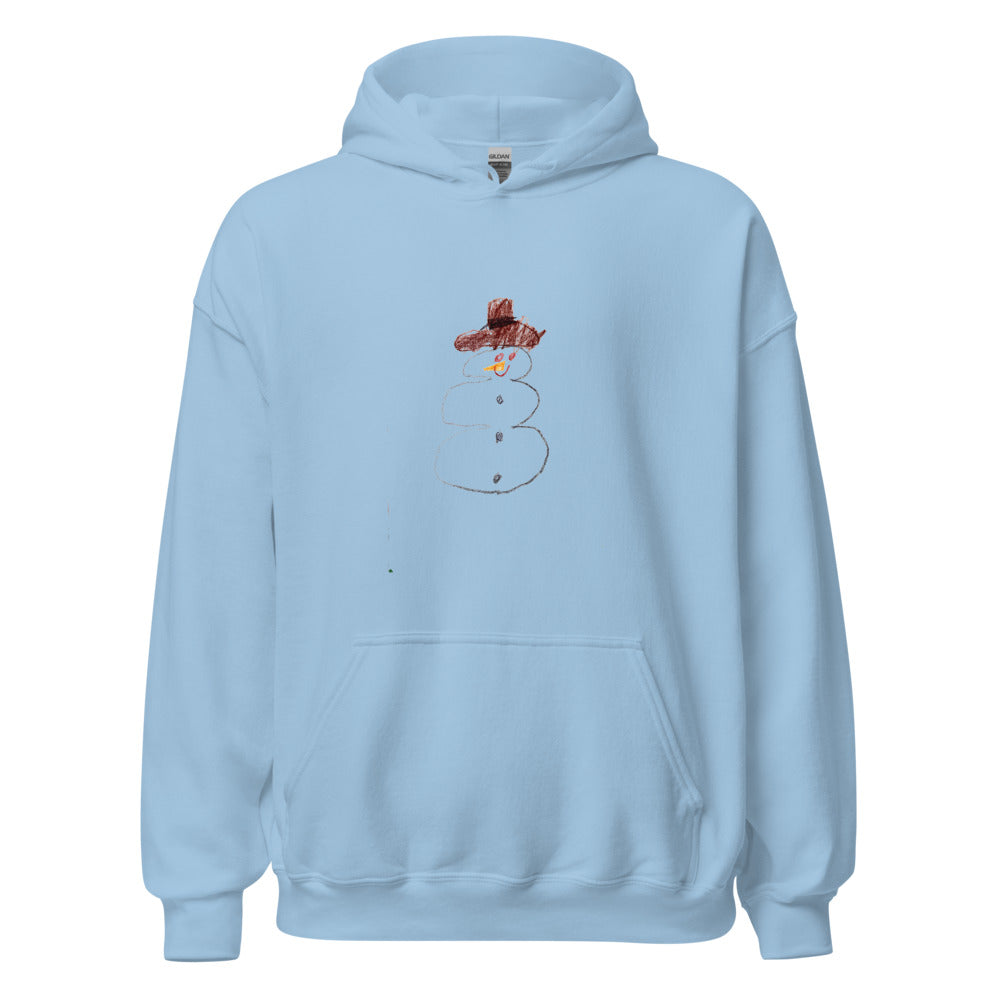 Snowman — Adult Pullover Hoodie — Light Blue