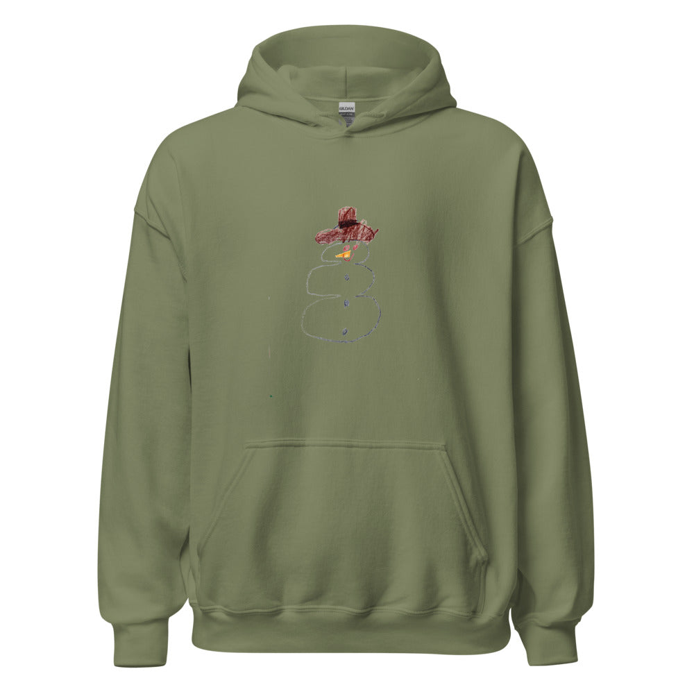 snowman-adult-hoodie-gildan-18500 - Military Green