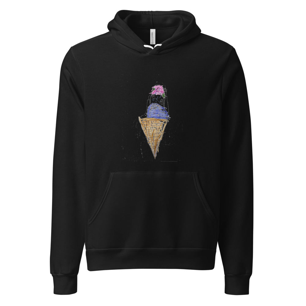 Ice Cream — Unisex Sponge Fleece Pullover Hoodie — Black