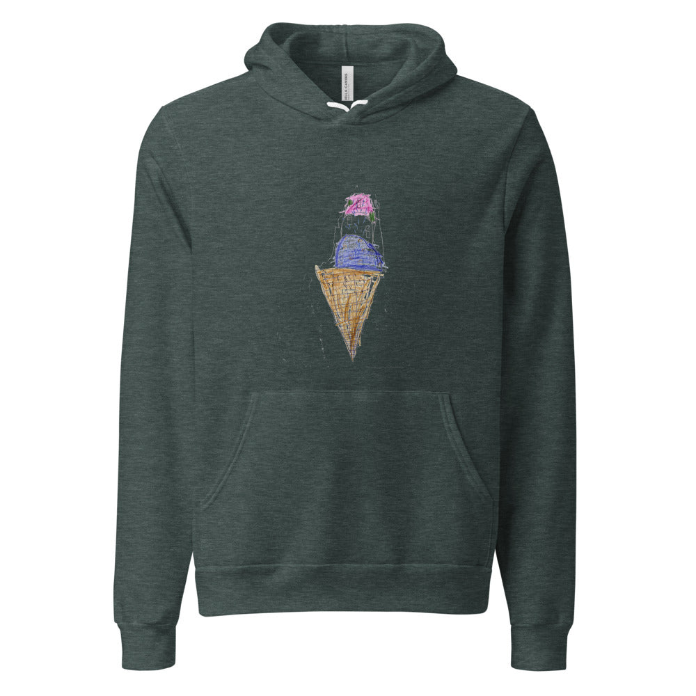 Ice Cream — Unisex Sponge Fleece Pullover Hoodie — Heather Forest