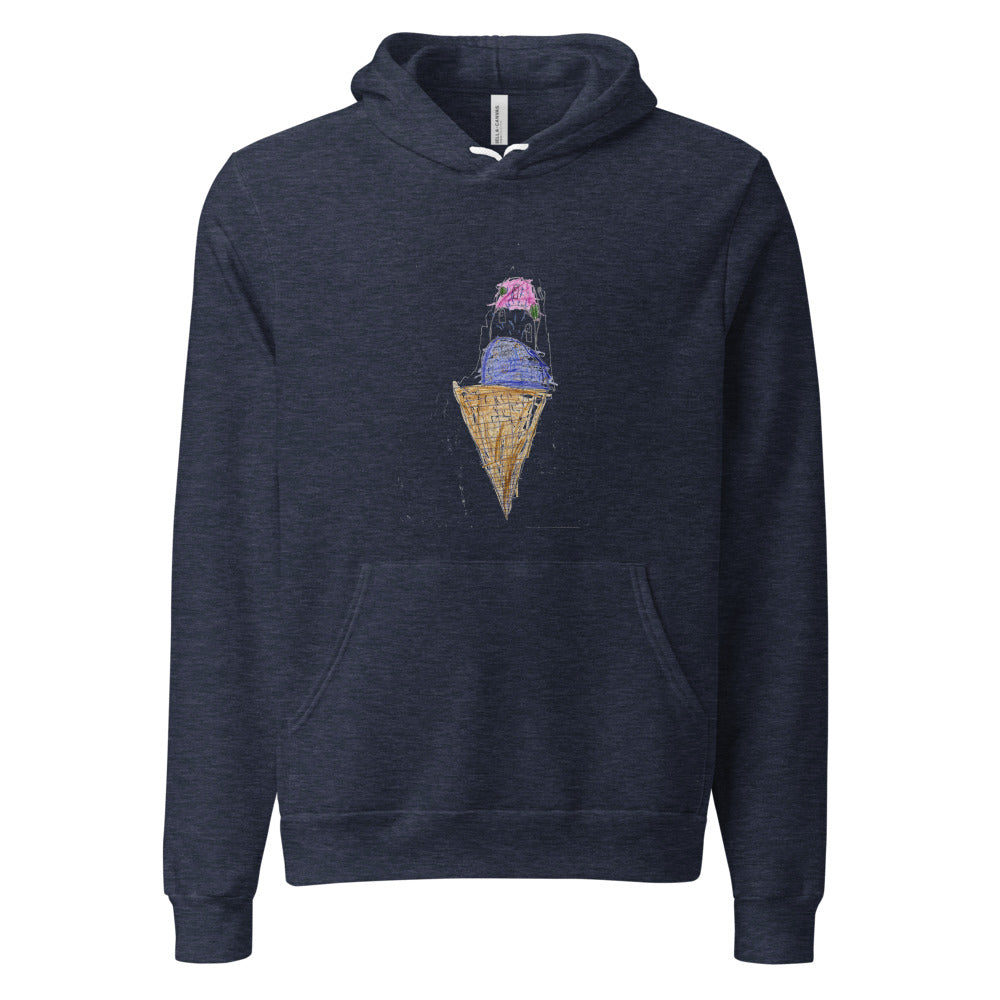 Ice Cream — Unisex Sponge Fleece Pullover Hoodie — Heather Navy