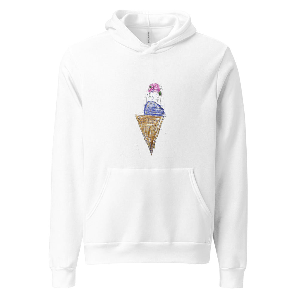 Ice Cream — Unisex Sponge Fleece Pullover Hoodie — White