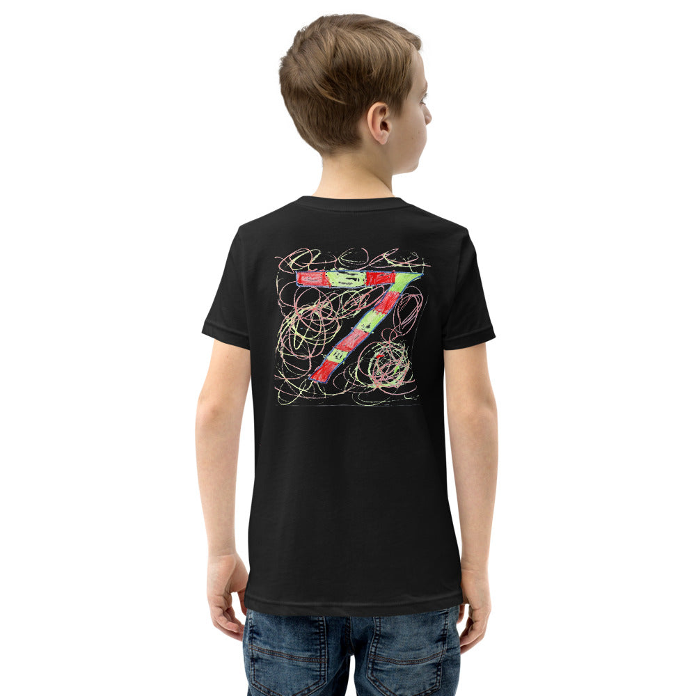 Theo 7 — Youth Staple Tee — Black (back)