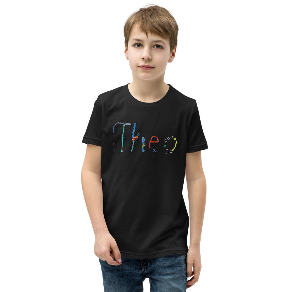 Theo 7 — Youth Staple Tee — Black (front)
