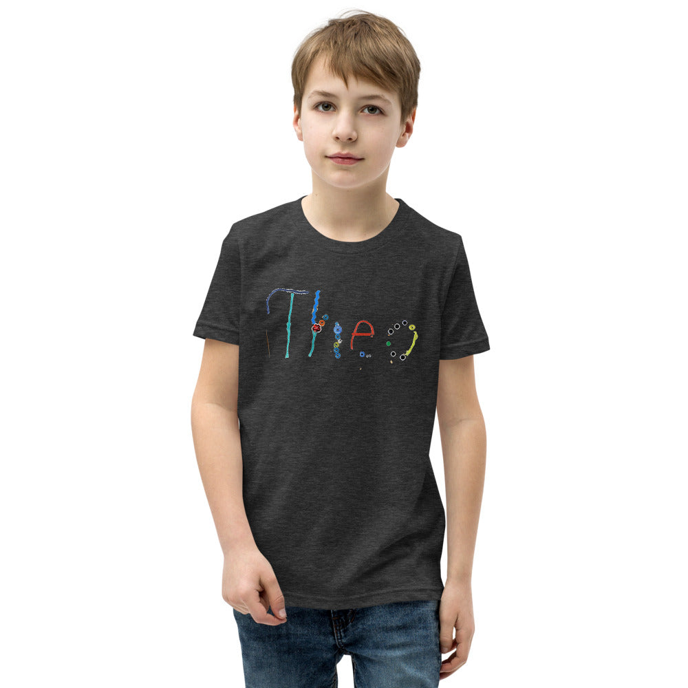 Theo 7 — Youth Staple Tee — Dark Grey Heather (front)