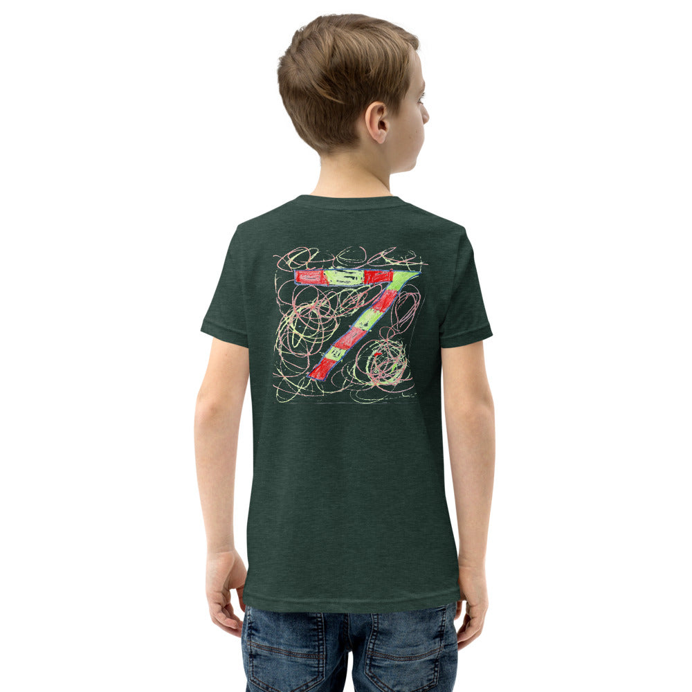 Theo 7 — Youth Staple Tee — Heather Forest (back)