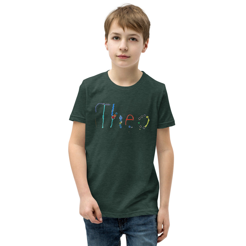 Theo 7 — Youth Staple Tee — Heather Forest (front)