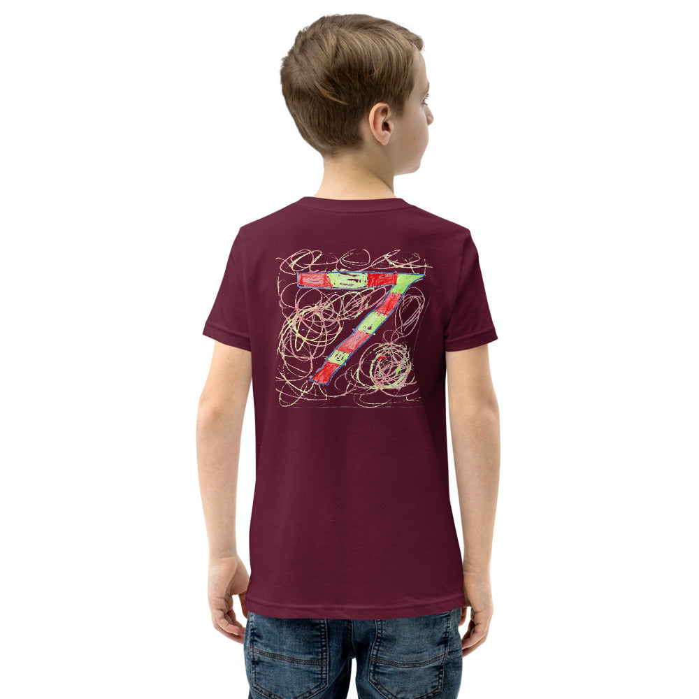 Theo 7 — Youth Staple Tee — Maroon (back)