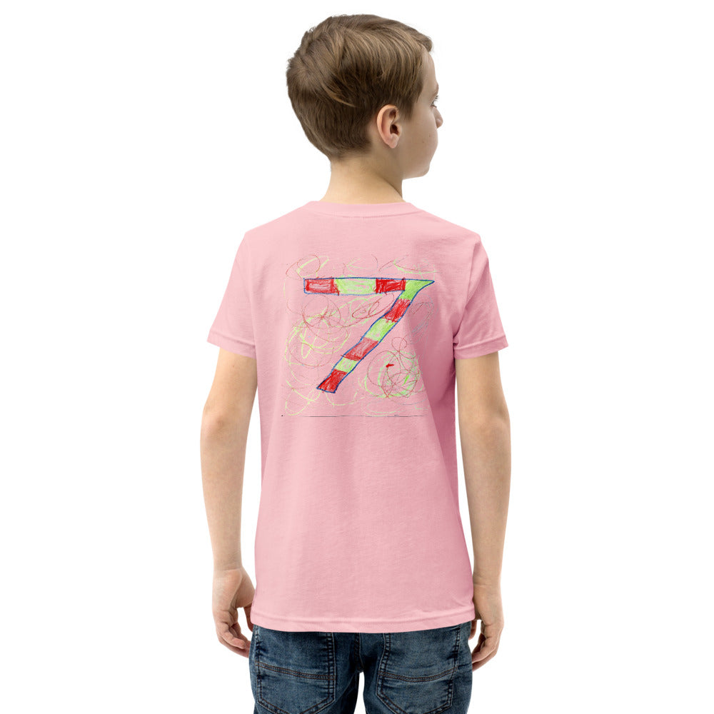 Theo 7 — Youth Staple Tee — Pink (back)