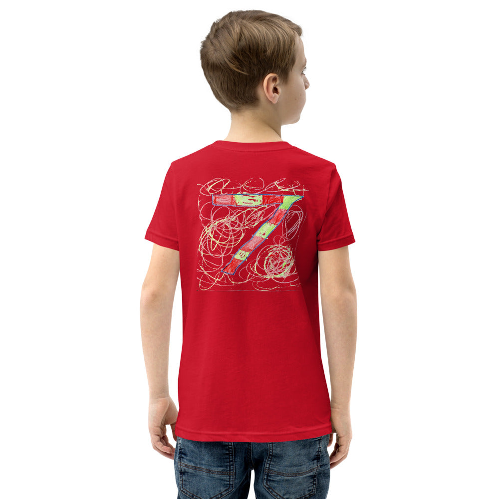 Theo 7 — Youth Staple Tee — Red (back)